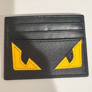 Fendi black and yellow card holder